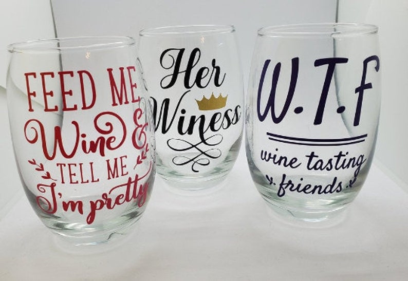 Wine Glass Decals WTF Wine Tasting Friends Custom Wine Glass Etsy