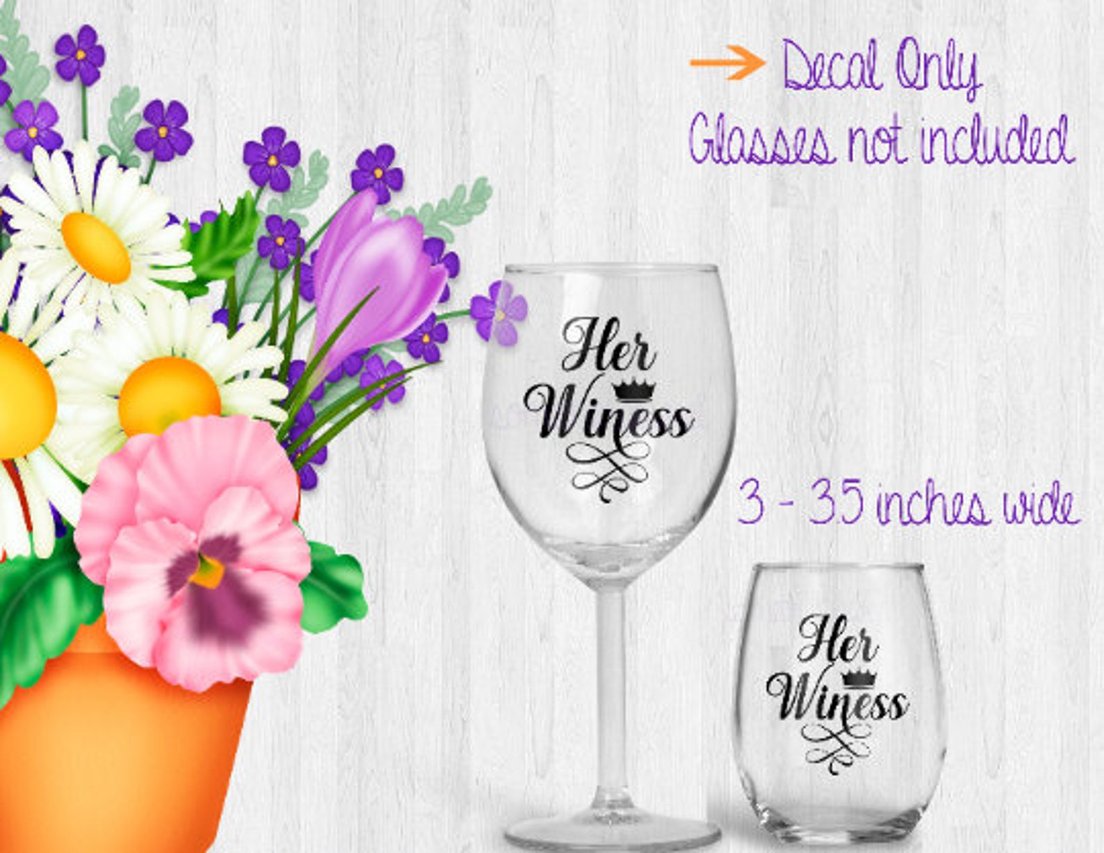 Wine Glass Decals Her Winess Custom Wine Glass Stickers Etsy