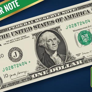 May include: A US one-dollar bill featuring George Washington, with the text "RARE ERROR STAR NOTE" and "COLLECTOR'S GRADE". The bill has a green seal and serial number J02872404. The image also includes a green banner that says "FREE FAST SHIPPING!"