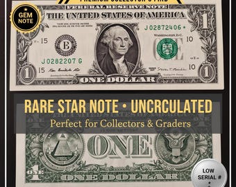 Pair of 2, One Dollar Star Note - Rare US Currency - Consecutive numbers