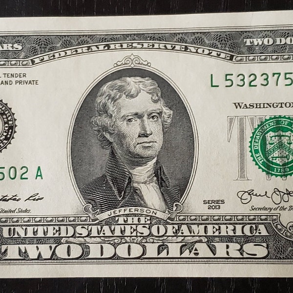 Two dollar bill, brand new, I will send you consecutive serial numbers if you buy more than one !  FREE SHIPPING