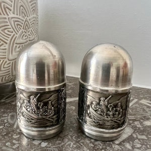 Vintage Norwegian Pewter Salt and Pepper Shakers