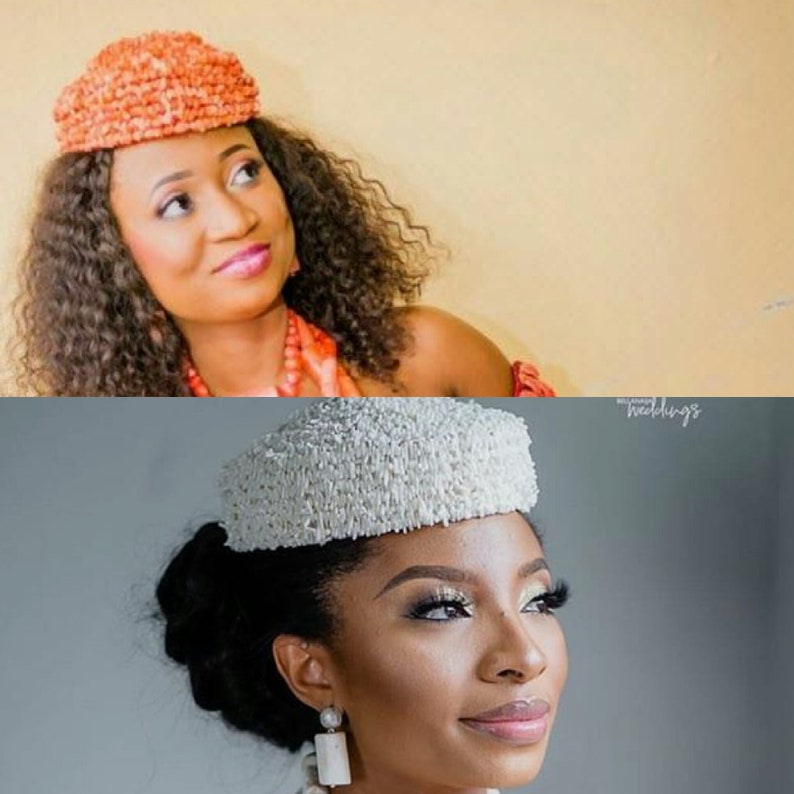 beaded hat Edo bride Crown wedding accessories,,Beinin bride traditional wedding accessories,African fashion