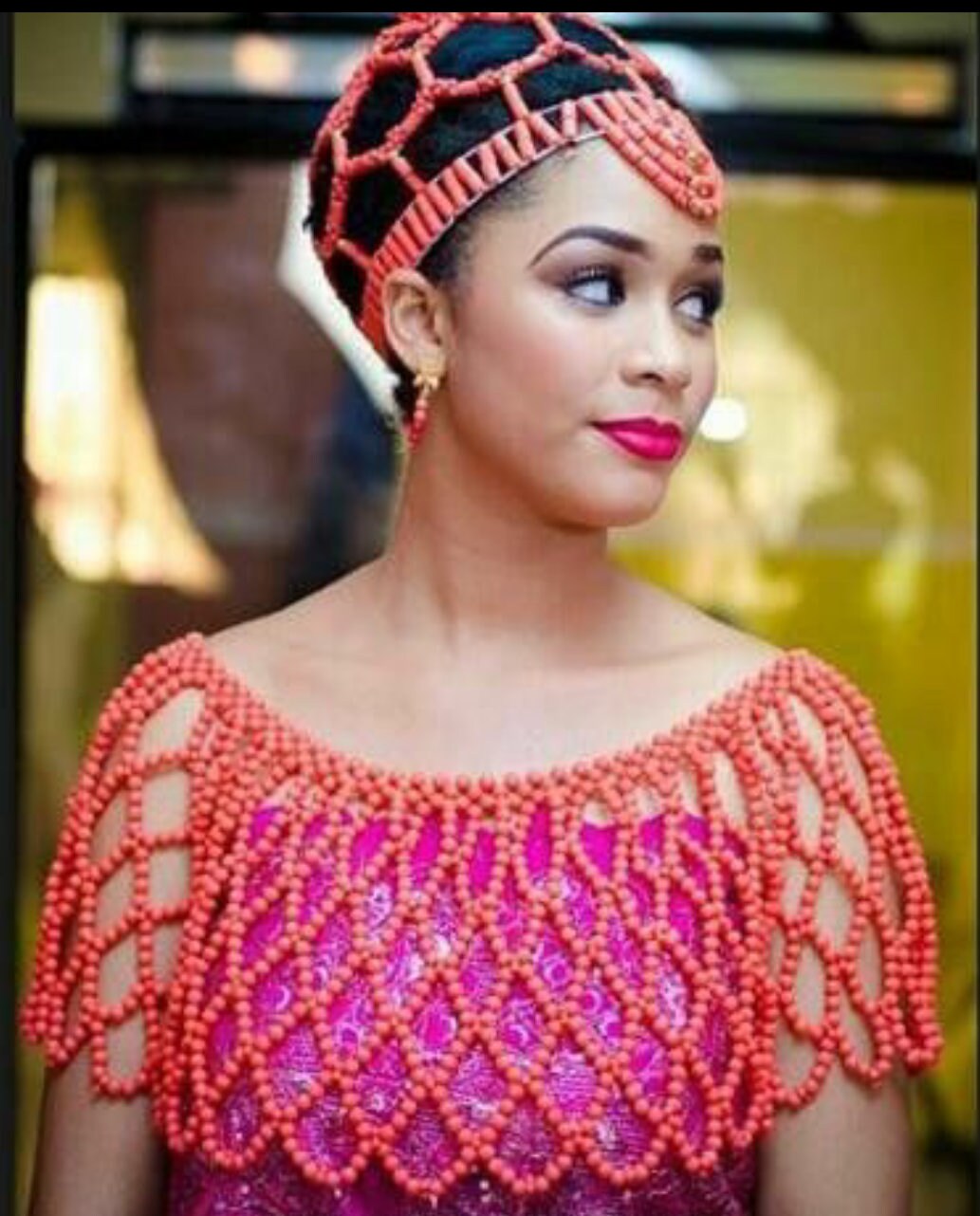 beaded hat Edo bride Crown wedding accessories,,Beinin bride traditional wedding accessories,African fashion