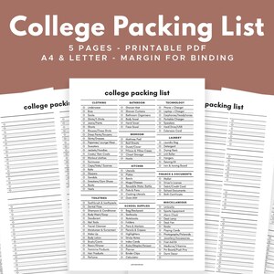 college essentials packing list printable pdf 8 5x11 etsy india