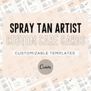 Spray Tan-verzorgingskaart | Zonloos bruinen nazorg | Digitale download | Spray Tan kunstenaar afbeelding | Airbrush Tanning Canva-sjabloon
