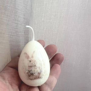 Easter Egg Candle, Bunny Soy Candle, Spring Decor, Grandma Gift, Vintage Easter Centerpiece, Handmade Candle Gift, Bunny Lover Decor