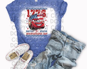 Camiseta y sudadera con estampado de coches desteñidos del 4 de julio