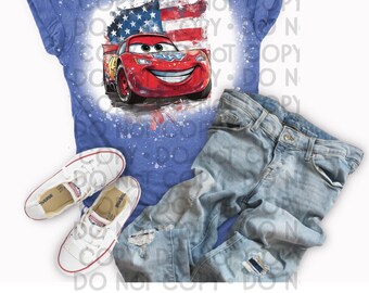 Camiseta y sudadera con estampado de coches desteñidos del 4 de julio