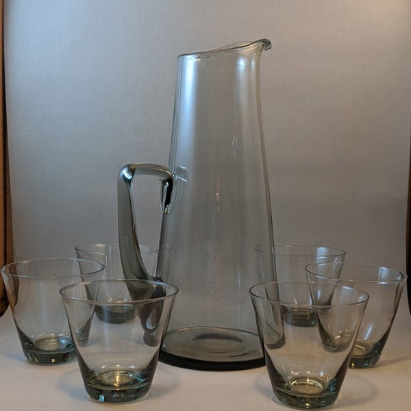 Holmegaard Smoked Pitcher and Glass Set