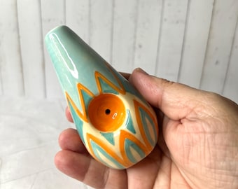 Handmade Ceramic Pipe with Colorful Graphic Designs