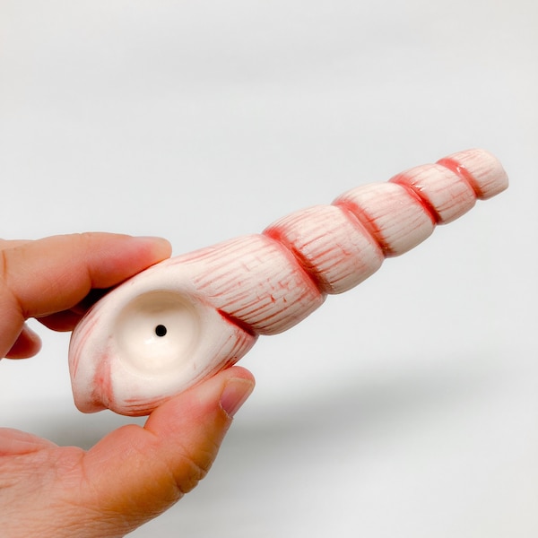 Pretty Seashell Porcelain Smoking Pipe -Cute Pipe- Seaside smoking pipe