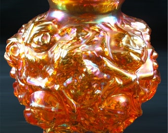 Imperial Glass Co Orange Carnival Glass Rose Vase Excellent Condition as New Beauty