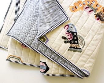 Embroidered Wholecloth Throw Quilt