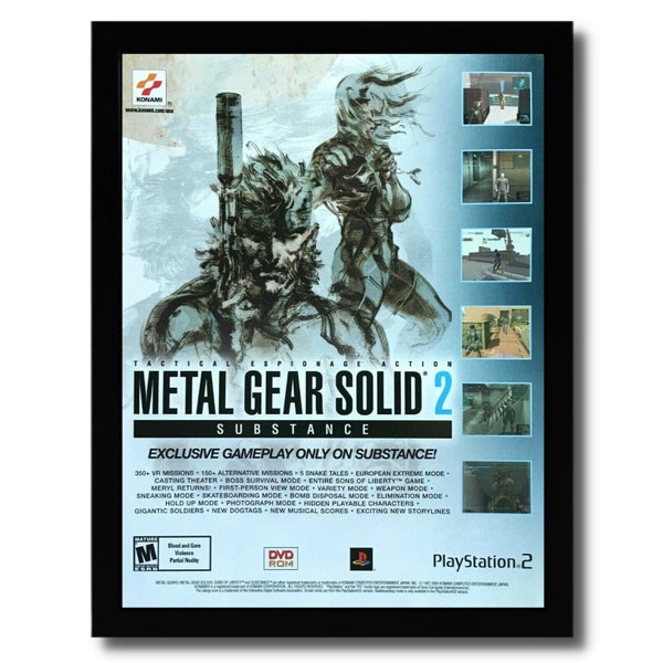 Metal Gear Solid 2: Substance Framed Print Ad/Poster Official PS2 Xbox PC Art