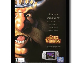 2003 The Lost Vikings Framed Print Ad/Poster Official GBA Game Boy Advance Art