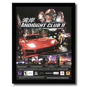Midnight Club II 2 Framed Print Ad/Poster Official Vintage PS2 Racing Game Art