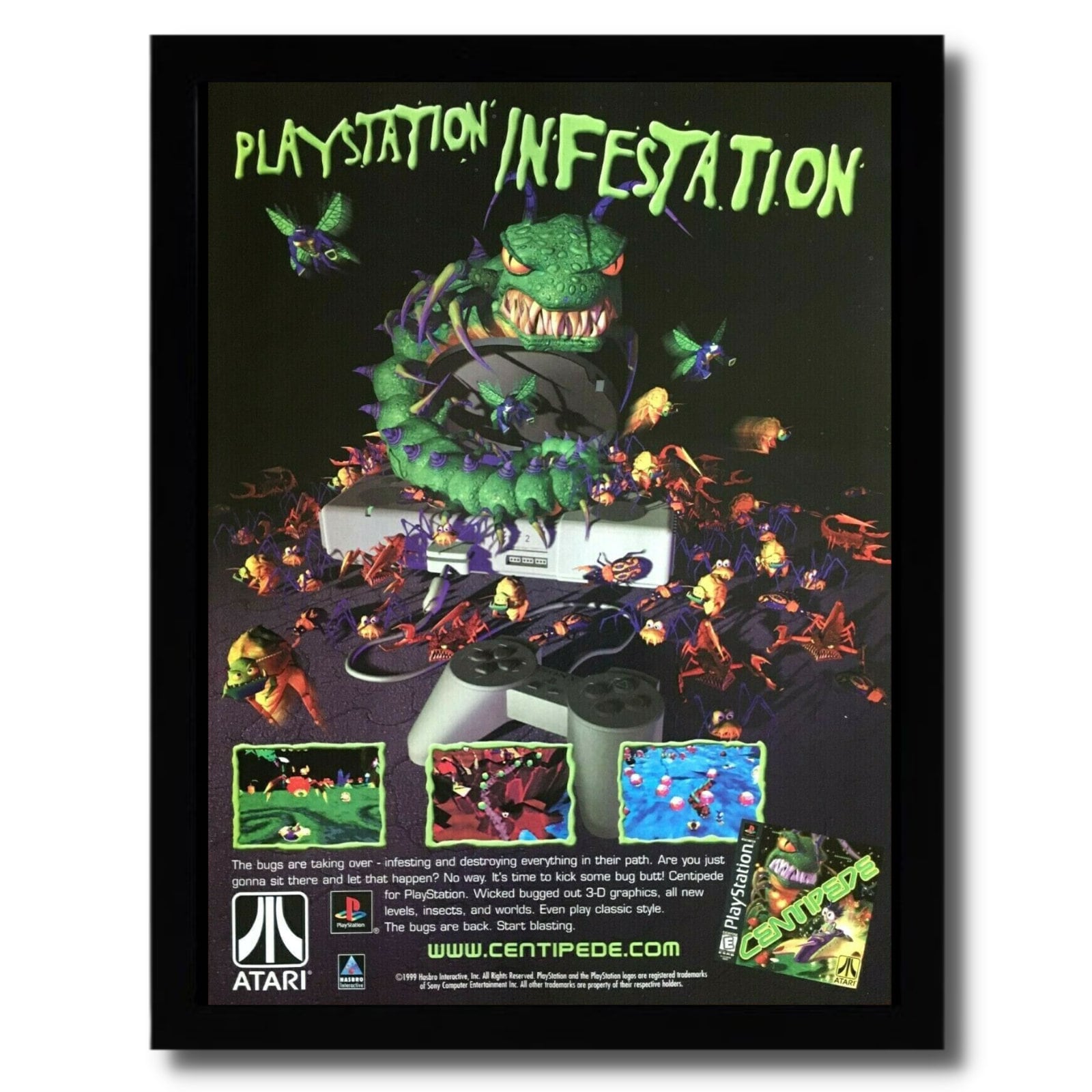 1999 Centipede Framed Print Ad/poster Official Original PS1