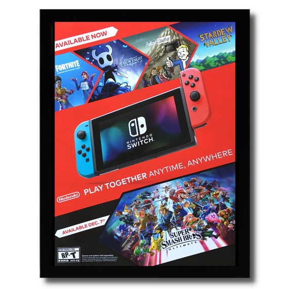 2018 Nintendo Switch Console Framed Print Ad/poster Super Smash Bros.  Ultimate -  Denmark