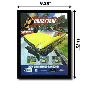 2001 Crazy Taxi Framed Print Ad/Poster Original Sega Dreamcast Gamecube PS2 Art image 2