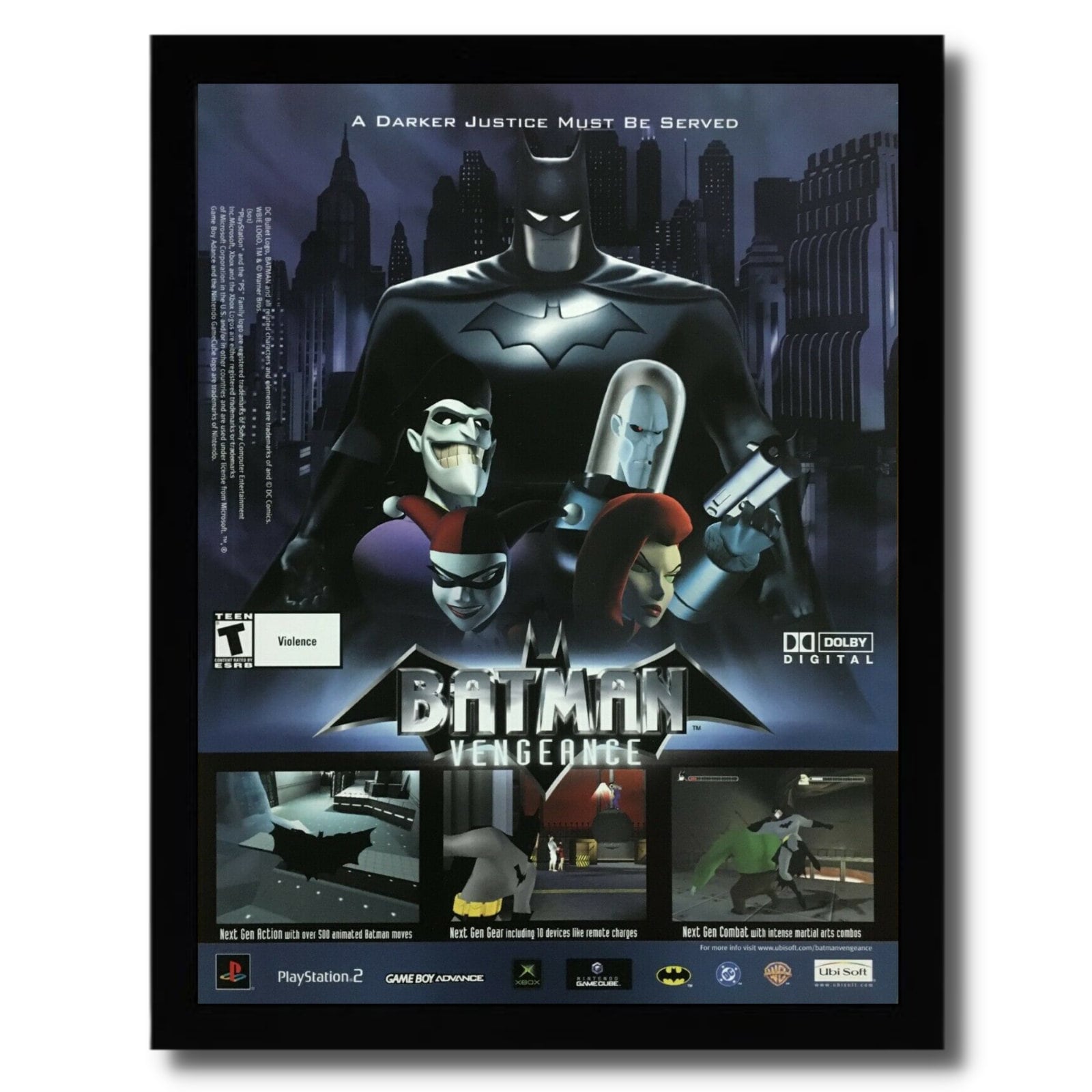 2001 Batman: Vengeance Framed Print Ad/Poster PS2 Xbox Gamecube Joker Promo Art