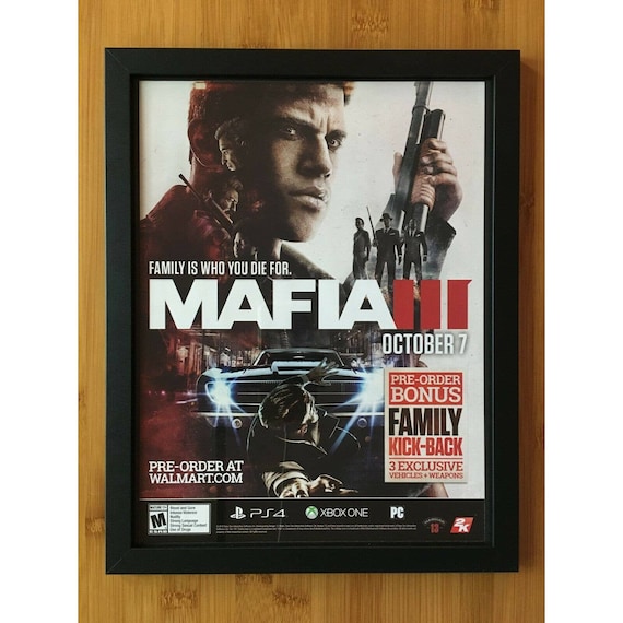 Mafia III 3 Framed Print Ad/poster Official PS3/PS4 Xbox -  Sweden