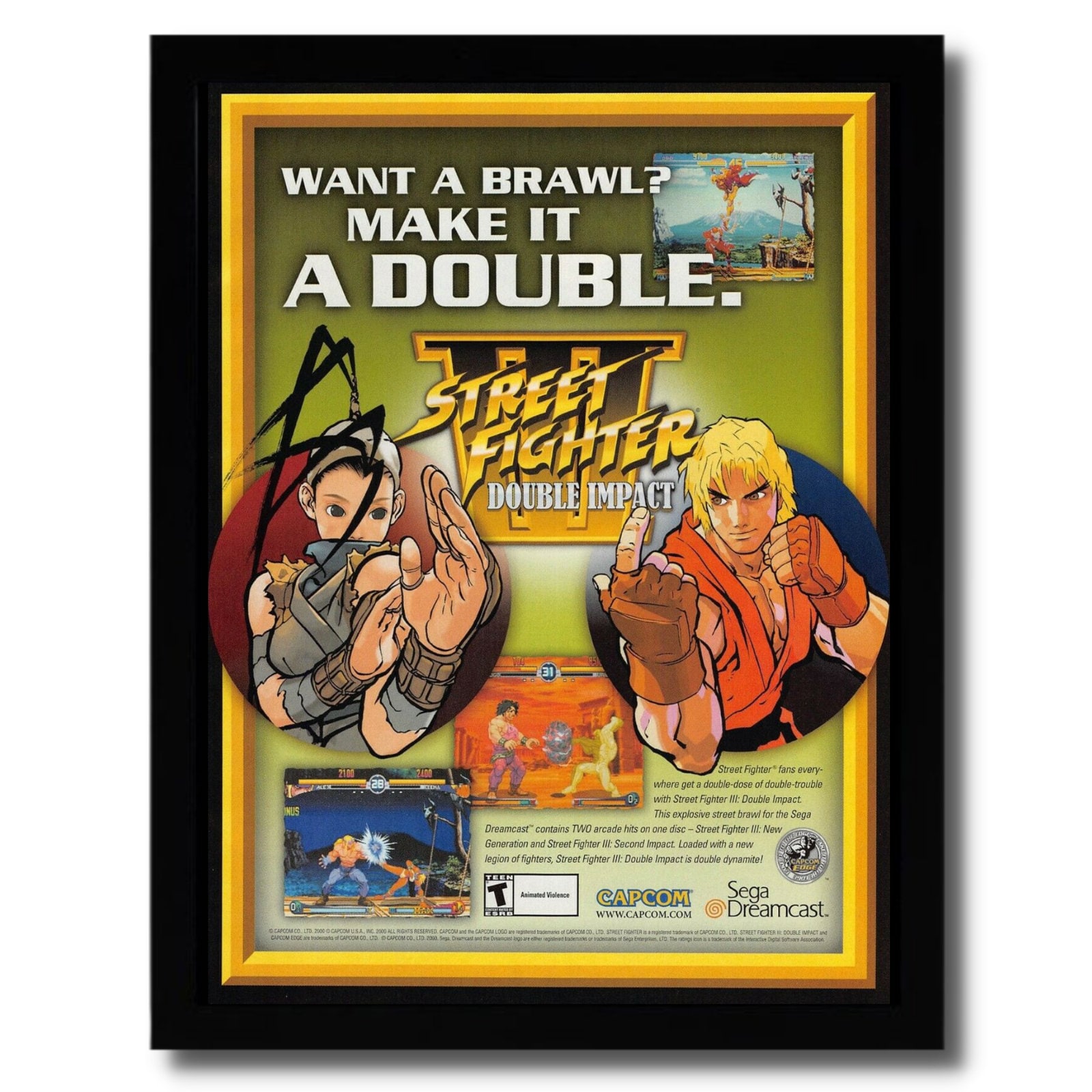 トルコ版！78年 オリジナル★ダーティーファイター額付 ポスター イーストウッド 2000 ストリートファイター III 3 ダブルインパクト 額入りプリント
