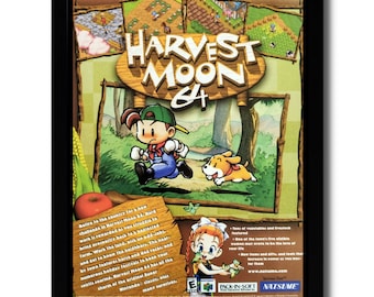 1999 Harvest Moon 64 Framed Print Ad/Poster Original N64 Nintendo 64 Promo Art