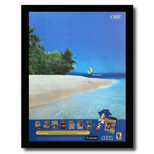 Sonic Mega Collection Framed Print Ad/Poster Official Original Gamecube SEGA Art