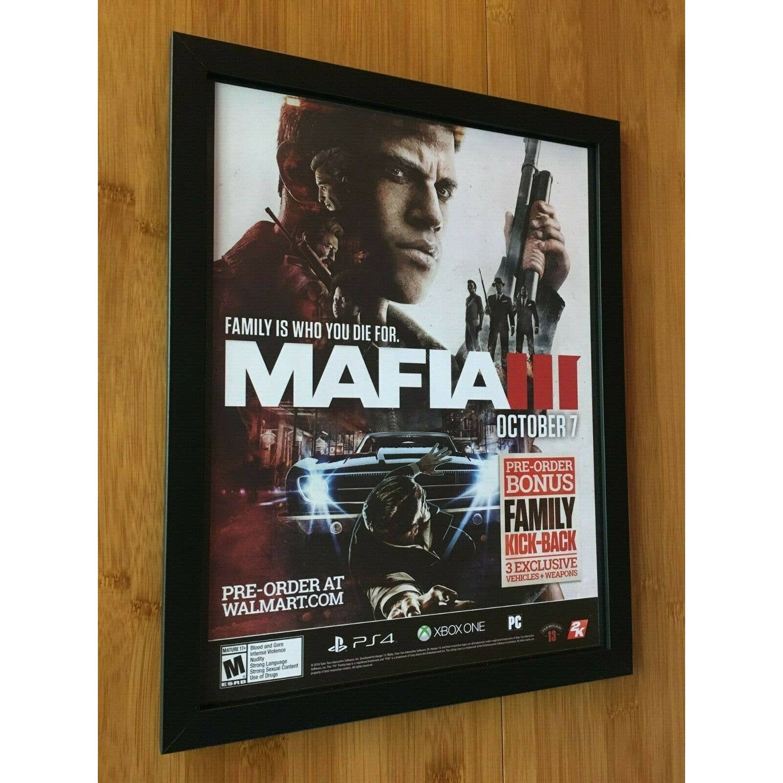 Mafia III 3 Framed Print Ad/poster Official PS3/PS4 Xbox -  Sweden