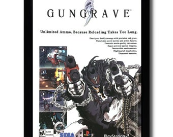 2002 Gungrave Framed Print Ad/poster Official Authentic PS2
