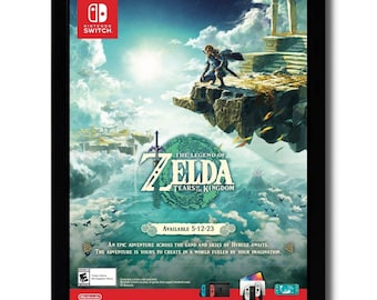 2023 Zelda Tears of the Kingdom Framed Print Ad/Poster Nintendo Switch Promo Art