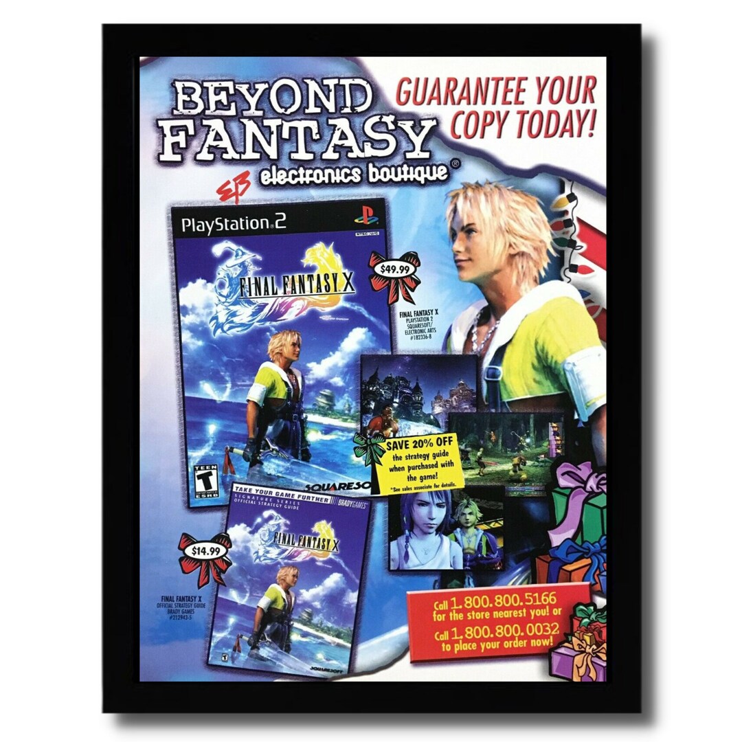 2001 Final Fantasy X 10 Framed Print Ad/poster Official Original