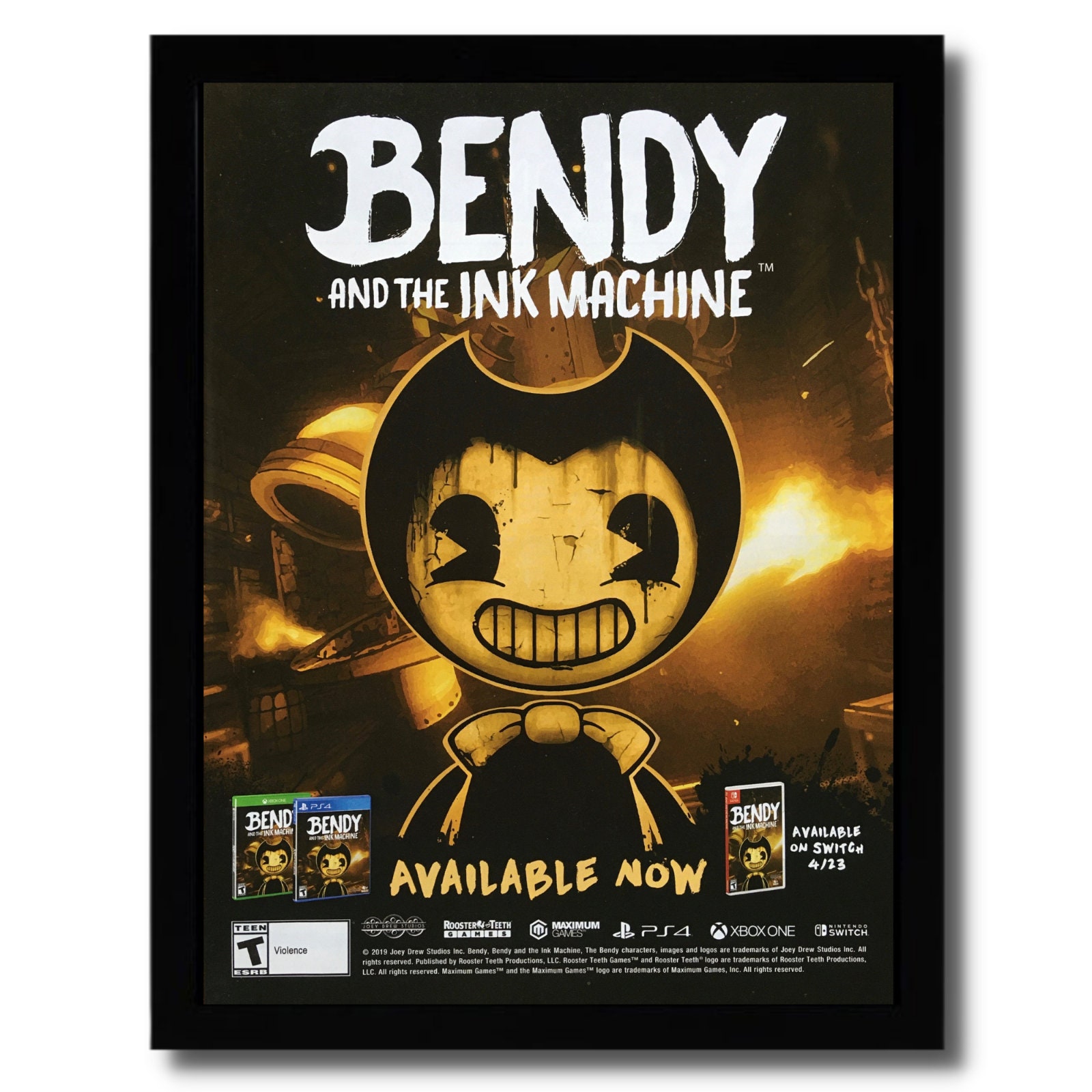 2019 Bendy and the Ink Framed Ad/poster PS4 Xbox - Etsy Denmark