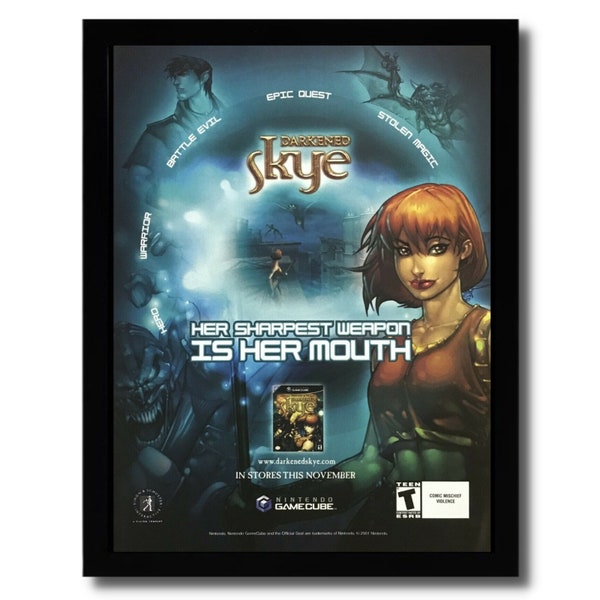 2002 Darkened Skye Framed Print Ad/Poster Original Gamecube Joe Madureira Art