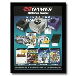 2003 EB GAMES Gamecube Console Framed Print Ad/Poster Pokemon Wavebird Mario Art