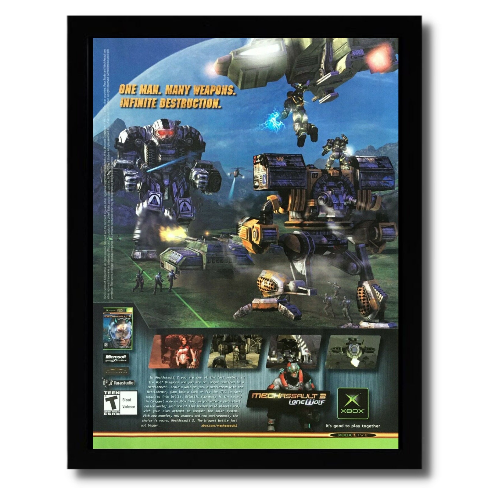 Mechassault 2: Lone Wolf Framed Print Ad/poster Official Original