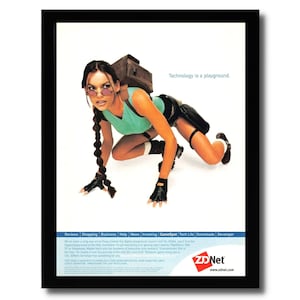 2000 ZDNet Lara Croft Tomb Raider Framed Print Ad/Poster Lara Weller Model Art