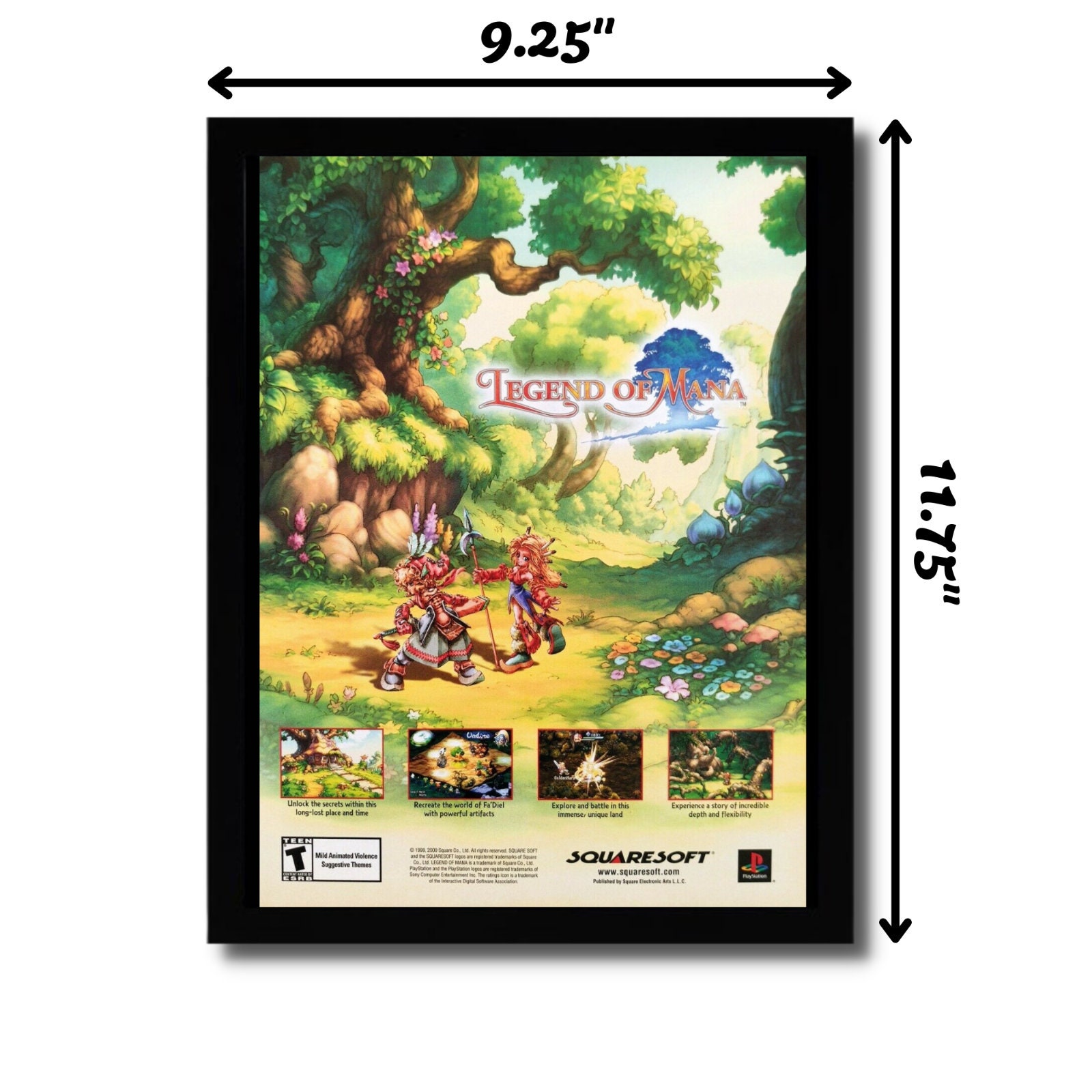 MANAページ 2000 Legend of Mana Framed Print Ad/poster Official PS1 Squaresoft