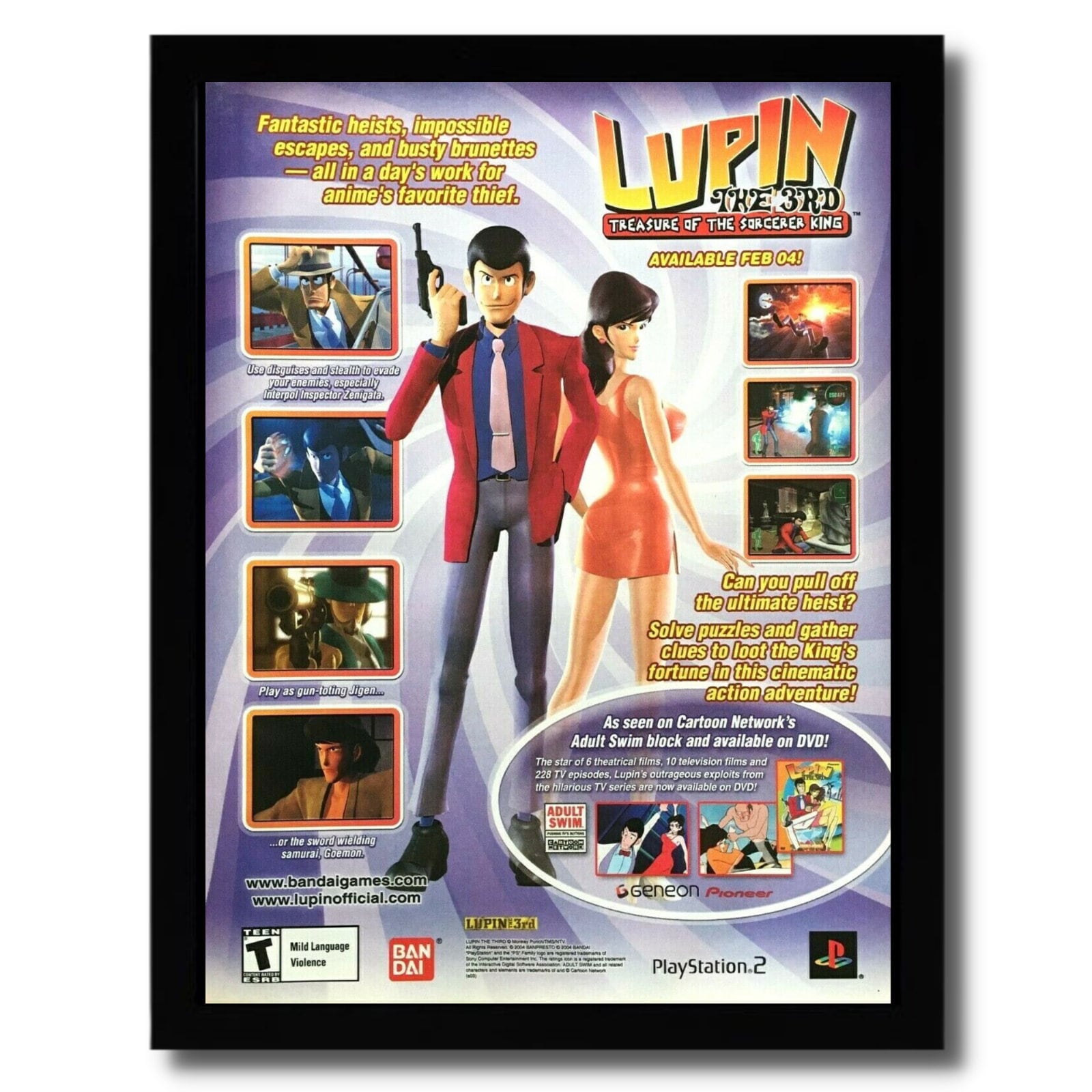 ルパン三世 額入りプリント広告/ポスター 公式本物 PS2