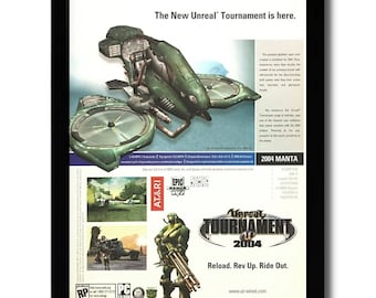 Unreal Tournament 2004 PC Framed Print Ad/Poster Official Vintage FPS Game Art