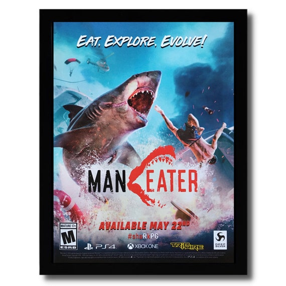 Ugyldigt udslettelse Sprællemand 2020 Maneater Man Eater Framed Print Ad/poster PS4 Xbox One - Etsy
