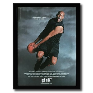 2007 Vince Carter GOT MILK? Oprawiona reklama/plakat New Jersey Nets NBA Wall Art