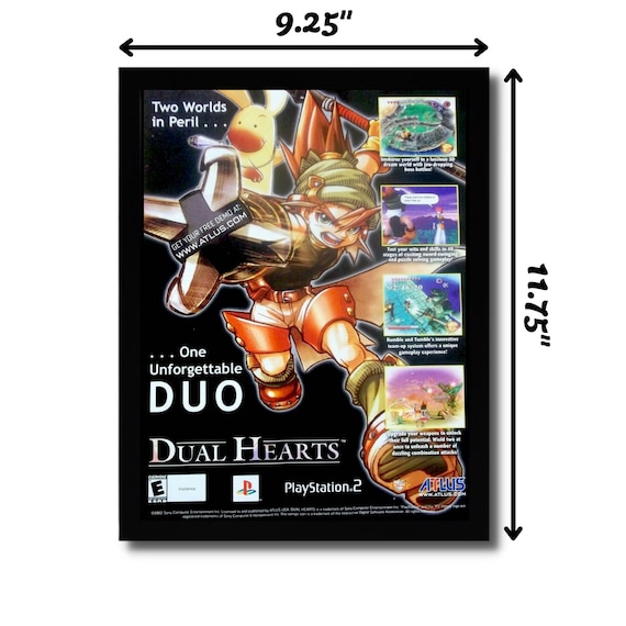 2002 Dual Hearts Framed Print Ad/poster Original PS2 ATLUS RPG