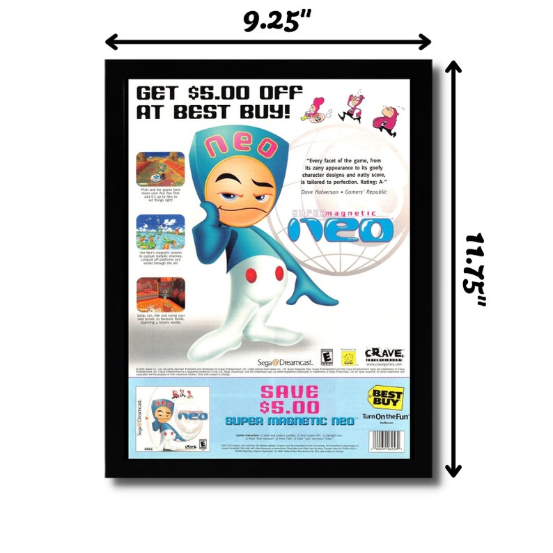 2000 Super Magnetic Neo Framed Print Ad/Poster Original Authentic Dreamcast Art image 2