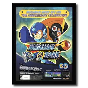 2003 Mega Man & Bass Framed Print Ad/Poster Official Authentic CAPCOM GBA Art