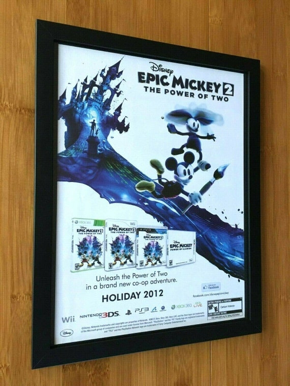 Disney Epic Mickey 2 Framed Print Ad/poster Official PS3 Xbox 360