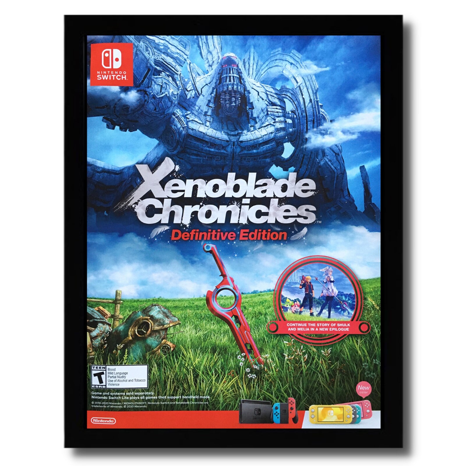 2020 Art Etsy Chronicles: Framed Switch Xenoblade Print Definitive Denmark Edition Ad/poster -