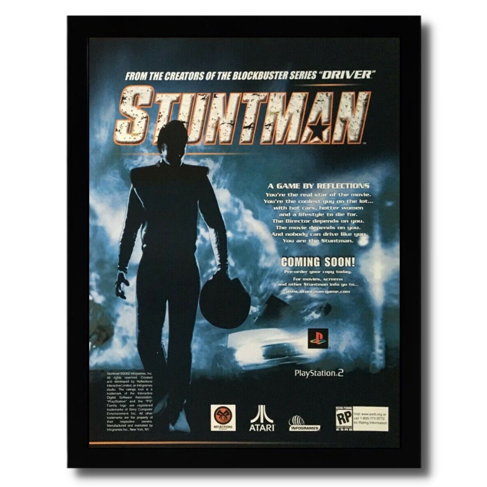 2002 Stuntman Framed Print Ad/Poster PS2 Playstation 2 Video Game Room Wall Art
