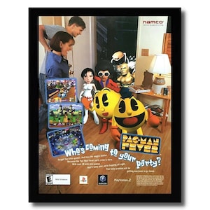 2002 Pac-Man Fever Gerahmte Druckanzeige/Poster PS2 Gamecube Offizielle Videospielkunst